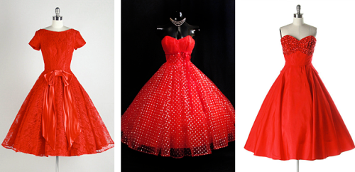 toothcomb:vintagegal:1950s Prom and Party Dresses: Red theme 