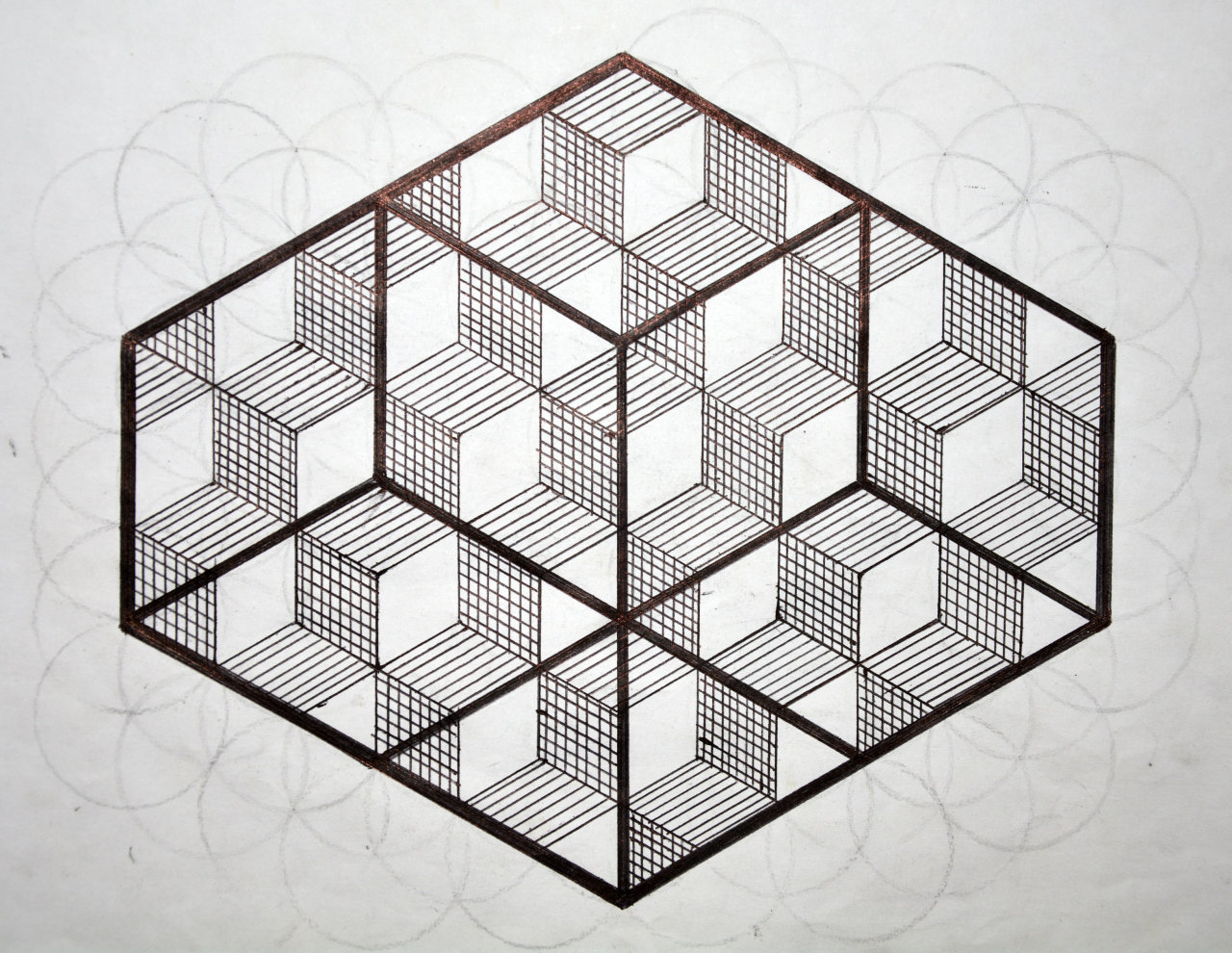 strokesite:  paulstobbsartwork:  A study on cubes using ‘Sacred Geometry’  :)