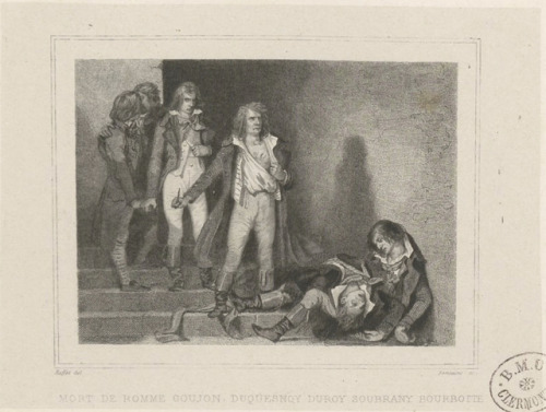 montagnarde1793:“Mort de Romme, Goujon, Duquesnoy, Duroy, Soubrany, Bourbotte”, dessin de Denis-Augu