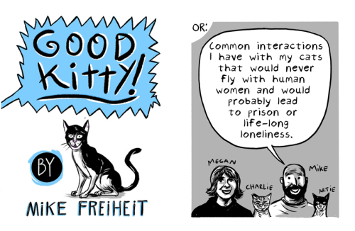 Bad Dog!!/Good Kitty! is a double sided flip comic collaboration between Isabella Rotman and Mi