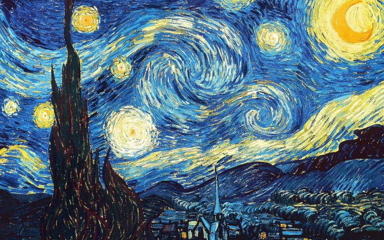 Stare at the center of the gif for 15 seconds, then watch Vincent Van Gogh’s “Starry