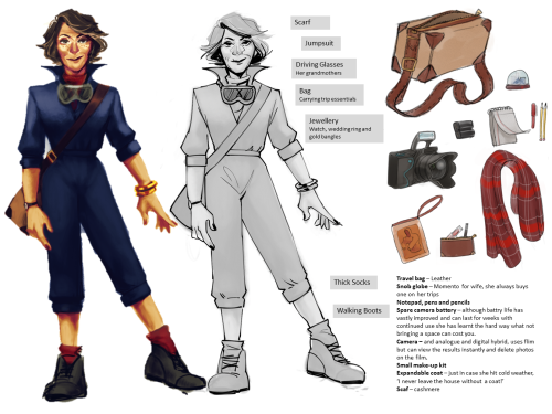 ok here she is! my lesbian photo journalist. the brief was to design a hero character around a vehic