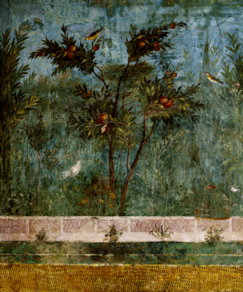 mad-moiselle-bulle:Villa Livia at Prima Porta, illusionistic fresco of a garden view in the Triclini