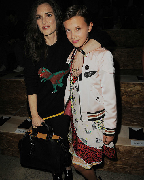 actresssource:  Winona Ryder and Millie Bobby Brown attends the Coach 1941 Women’s Spring 2017 Show 
