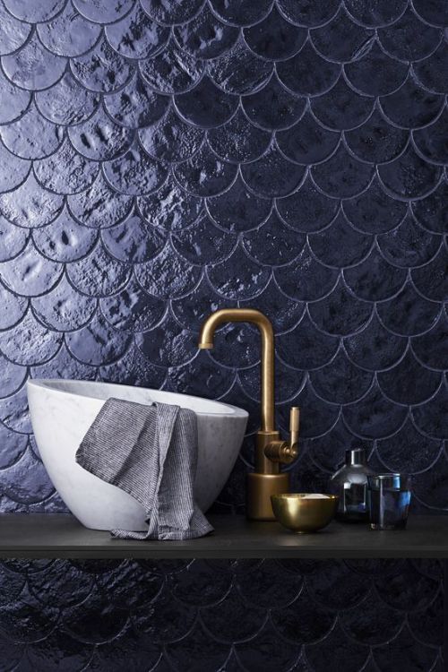 thedesignwalker:navy fish scale wall cladding