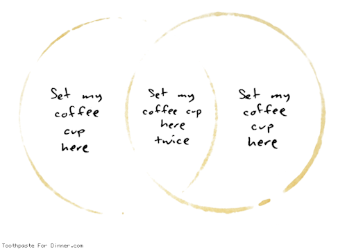 toothpastecomics: Set my coffee cup here. From Toothpaste For Dinner.