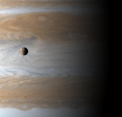 Io: Moon Over Jupiter. Captured By The Cassini Spacecraft On April 8th 2012. 