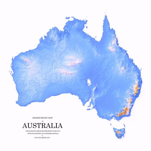 mapsontheweb:  A shaded relief map of Australia.by