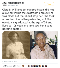 staywokejusticeequality:  gahdamnpunk: Always breaks my heart reading about things like this. We must remember her name Clara B. Williams 