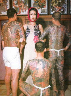 bodyfluids:  Issey Miyake, dress from the Tattoo Collection, photographed by Kishin Shinoyama 