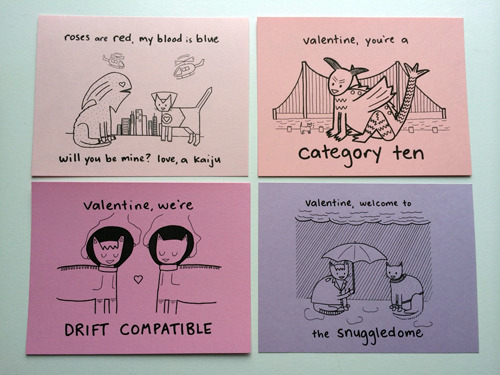 so-i-did-this-thing:nedroidcomics:yellowcardigan:Hey Pais valentines, 2014 edition. Cat theme and Pa