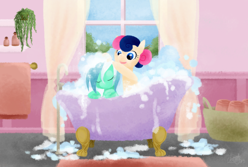 lyralovesbonbon:  (via Lyra and Bon Bon - Bubble bath by ~CherryPaintPony on deviantART)