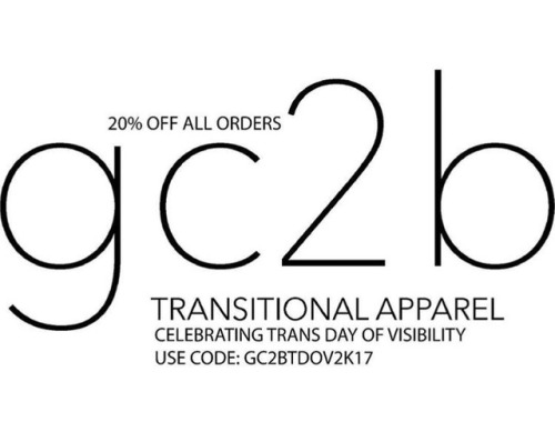 twentysomethingtransman:attn all my lovely trans fam: @gc2b-apparel is having a sale rn!!! go get yo