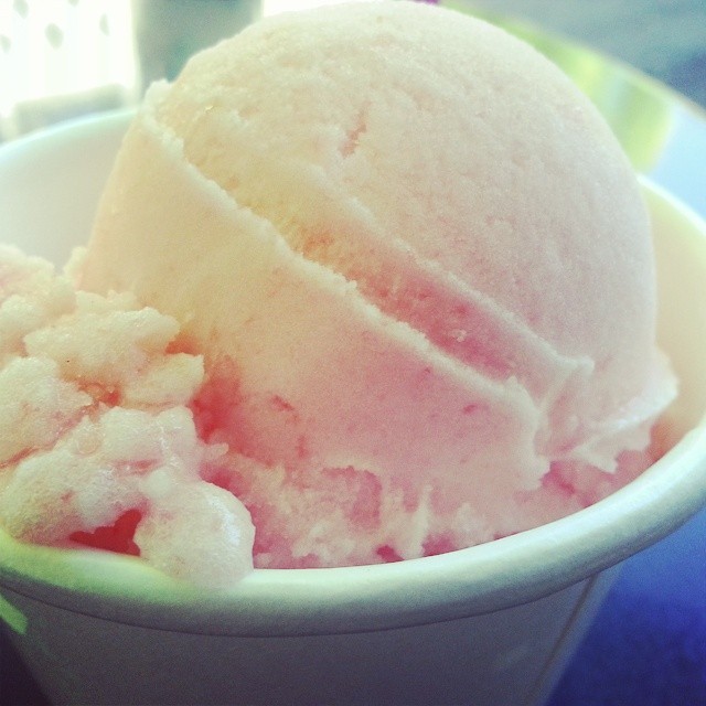 Taking a bite of #summer at Mora Iced Creamery, #Bainbridge Island #vegan watermelon sorbet (at Mora Iced Creamery)