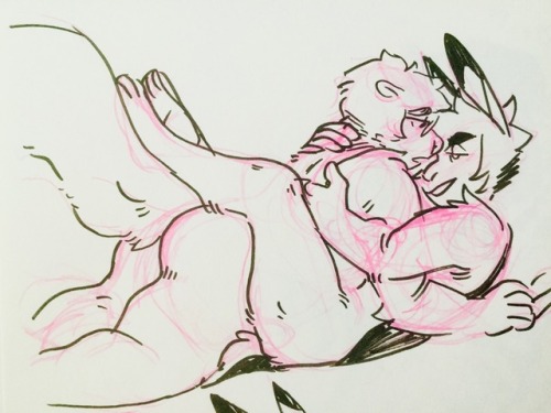 fluffyboobs:  Rabbit boy caught him self a cute soft mink   He/him for both