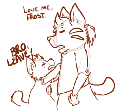 soothe-bell:  Some brotherly love for you! Based off of this cus its very Frost and Dante xD    X3
