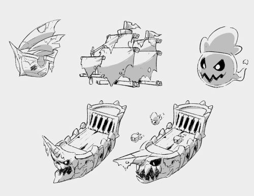 Concepts for the ghost ships! More to come! Happy #friday ! #gramgames #games #wfh #moon #creature #