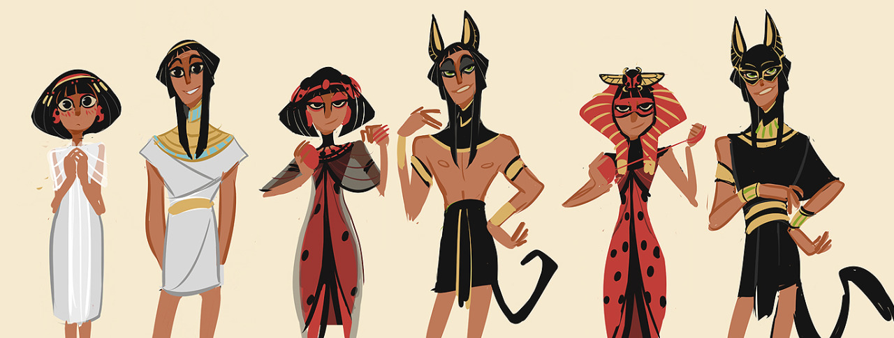 i-wadako:  sully-s:  Some Quick messy Egyptian versions for miraculous lady bug. 