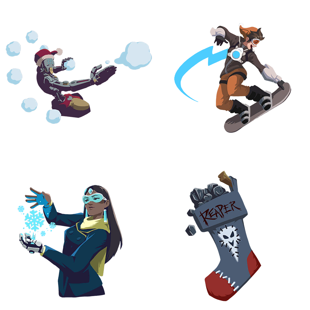 akunohomu: Overwatch winter event sprays as transparent PNGs in original quality