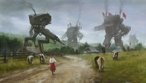 jakubsan:  ‘uninvited guests’ new painting from 1920  series, hope you like it… yeah cows are totally carefree :P 