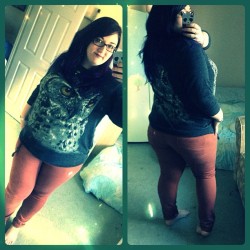 beautyiinthebreakdown:  Off to see #thehobbit again with a friend :) here are the clothes I’m wearing because that’s what I do… 😁 #ootd #fatshion #plussize #bigbum #owlsweater 