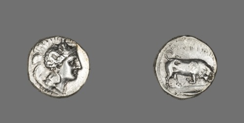 aic-ancient:Stater (Coin) Depicting the Goddess Athena, Ancient Greek, -350, Art Institute of Chicag
