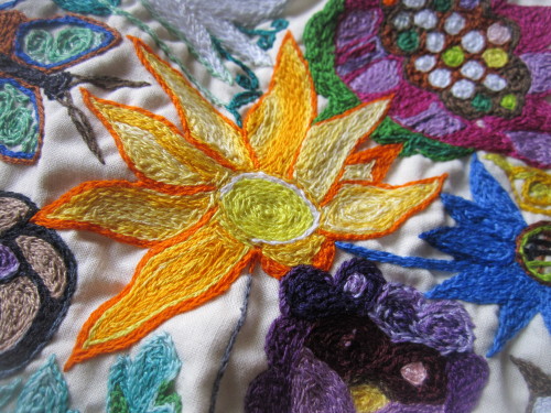Details from the table runner I’m currently embroidering, Pt. 2
