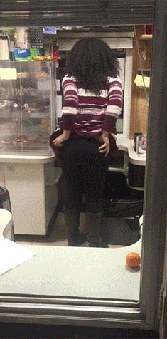 ebonywankbank:  @bloodsexngears flashing her ass at work [x]