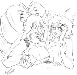 zapotecdarkstar:Sketch commissions for @ferrousoxide Featuring Kirika and Micha from Symphogear ;9