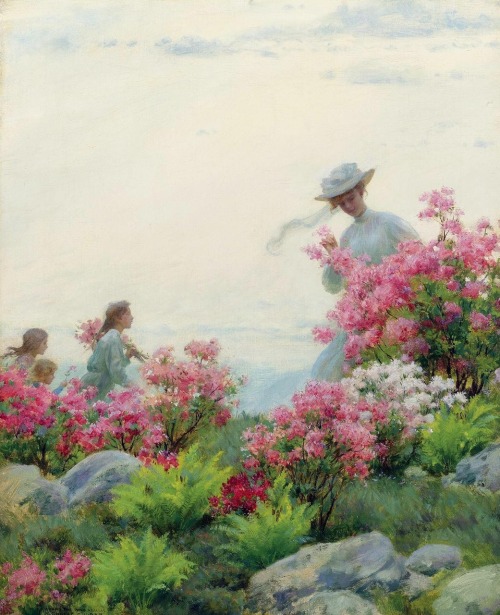 obsessionartborad: “May Morning”, “Among the Wild Azaleas” (1908) Oil painti