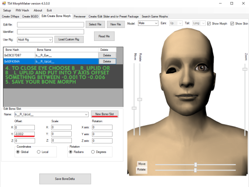 How to make a “no eye” body preset + prosthetic eye tips. And ready unisex preset with E