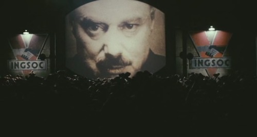 teaandamovie:  1984 (Michael Radford, 1984), Equilibrium (Kurt Wimmer, 2002), V For Vendetta (James McTeigue, 2006). For more film and television comparisons visit www.teaandamovie.tumblr.com.