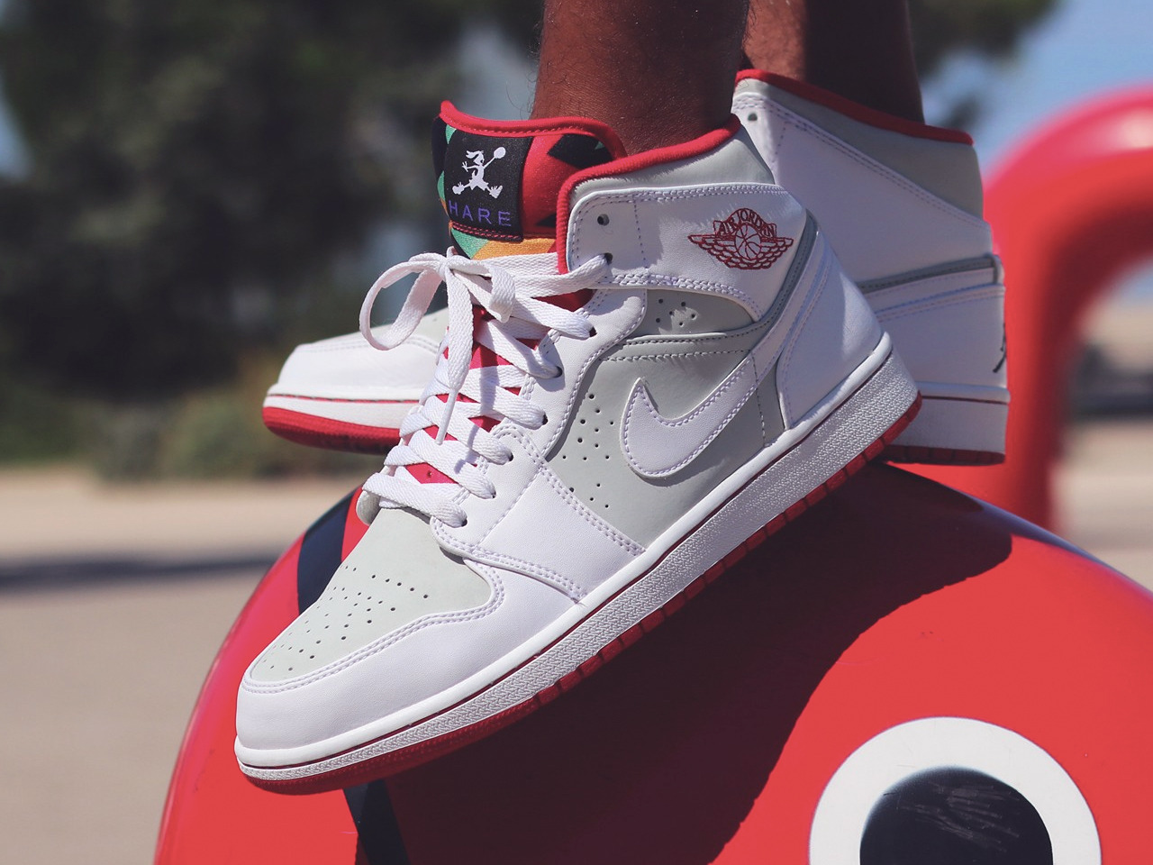 jordan 1 hare on feet