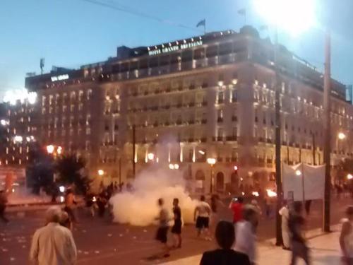 insurrectionnews:    ‪Athens‬, ‪Greece‬ 15.07.15: Fierce clashes break out in ‪‎Syntagma‬ square outside the Greek parliament between angry anti-austerity demonstrators & riot police as the fight-back against ‪the ‎Syriza‬-led