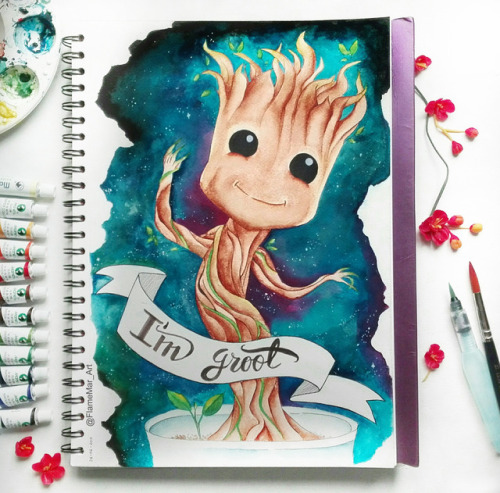 Watercolor, Baby Groot 