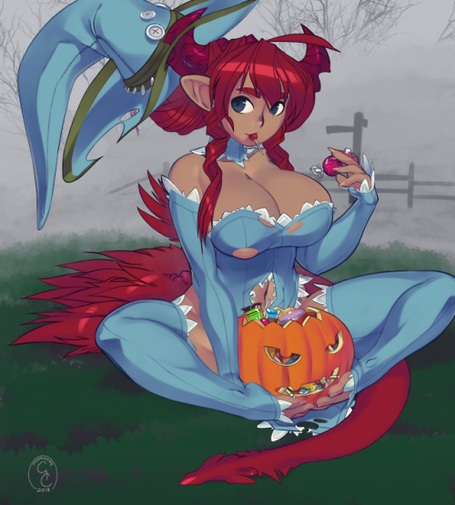 Done for my Patreon and just in time for Halloween! It’s Boo enjoying her spoils!