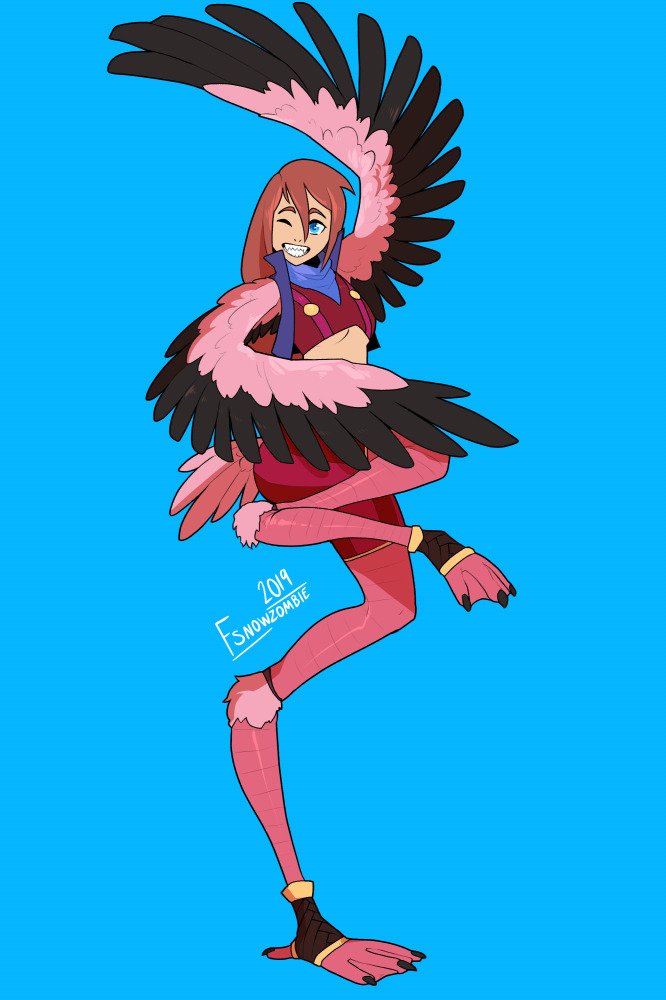 harpril 13/30 my oc ruby as a flamingo cus she is...