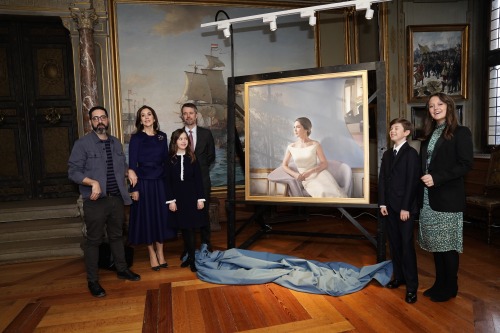 Crown Prince Frederik and Crown Princess Mary, along with their three children Princess Isabella, Pr
