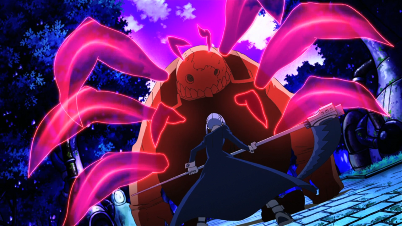 Soul Eater Screencaps - Arachne Gorgon's soul inside the Oldest Golem...