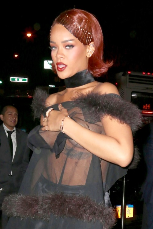 : Rihanna - see-thru top at party in NYC. (05/04/15)