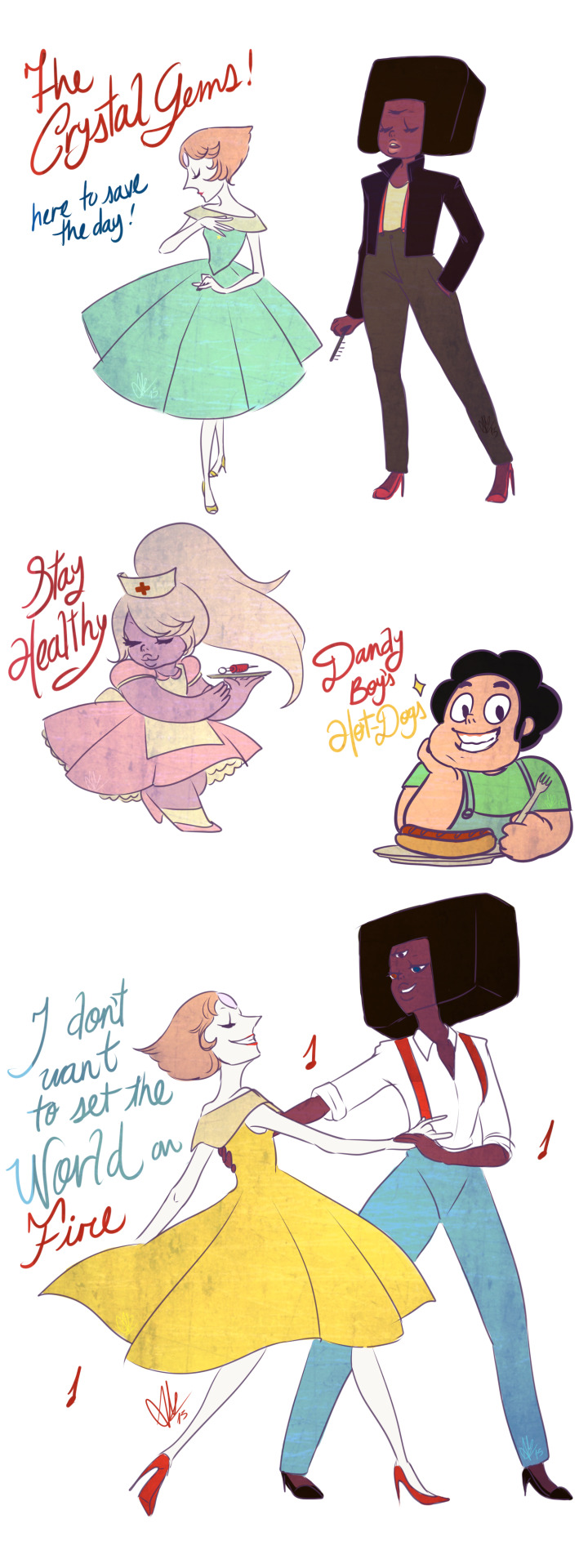 2mummuart:  50′s AU Gems because I can’t stop playing fallout 3 and also I am
