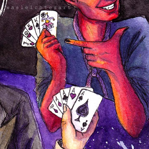 My entry for @gingerhaole DTIYS!I have no knowledge of card games, but I saw aces and made it more a