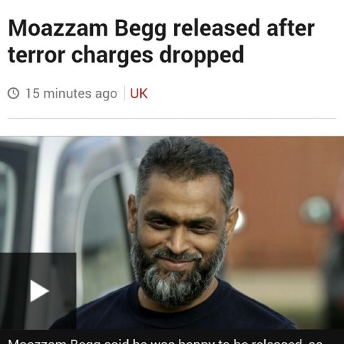 After 6 months in prison, Alhamdulillah he’s free.  #moazzambegg #free #prison #terror #faulse