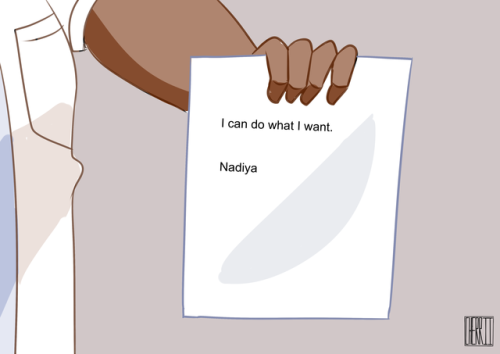 adhdmagnusburnsides: cherriielle: nadiya every time she gets an HR complaint [id: the first drawing 