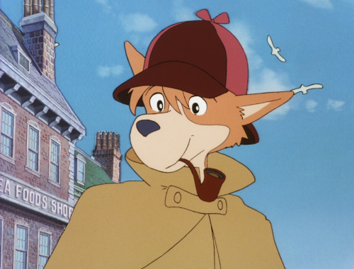 80sanime:  1979-1990 Anime PrimerSherlock Hound: The Blue Ruby/Treasure Under the Sea (1984)The time: the late 19th century. The place: London, Baker Street. And the titular Hound? Why, none other than the world famous detective, Sherlock Holmes… who