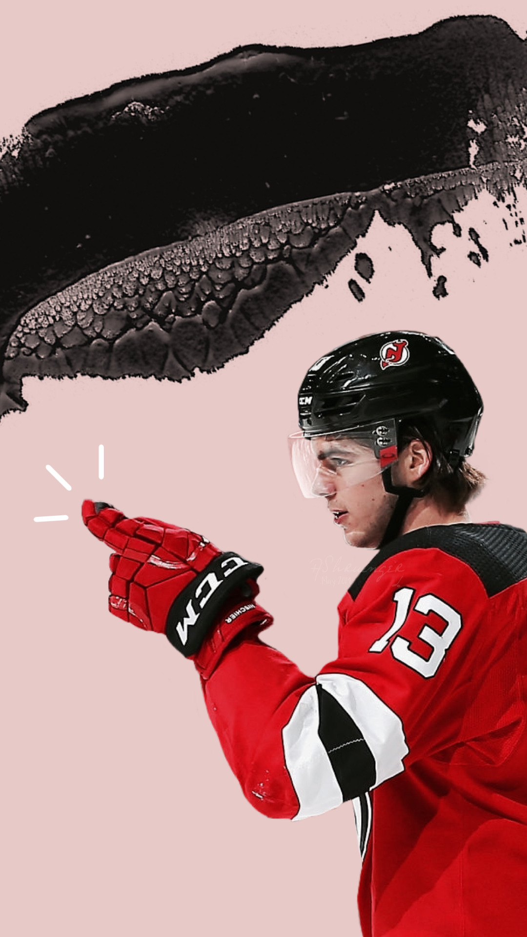 Nico Hischier, New Jersey Devils, NHL, hockey players, red neon lights,  USA, HD wallpaper