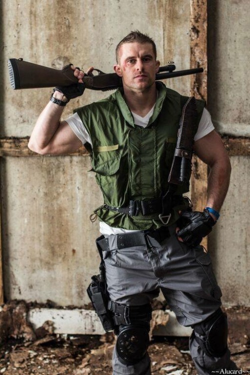 matthew-fiendman:  takeandfake:  Chris Redfield cosplayer (Chris Mason).  I also included one of him as Spartacus because his chest is just…well…good gawd dayum!! Facebook:   King Of The North Cosplays   https://twitter.com/ChrisMason316  Break