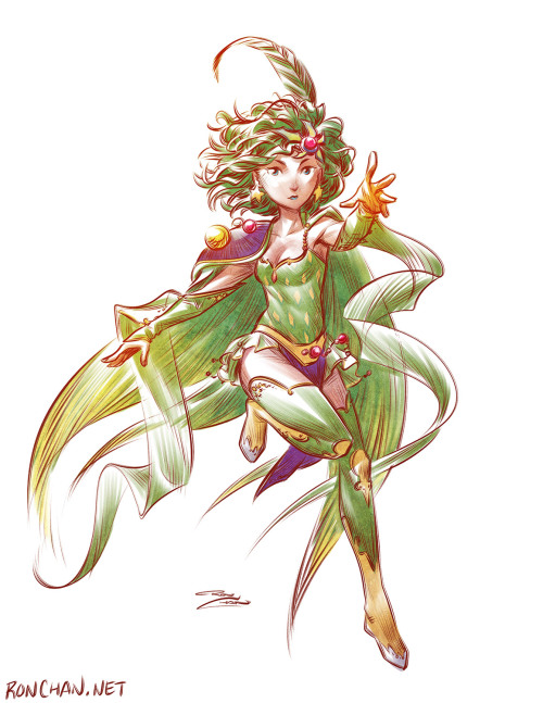 rondanchan:Monday doodling, old-school RPG style: Rydia from Final Fantasy IV!
