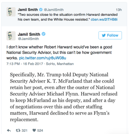 micdotcom:Trump’s pick to replace Michael Flynn turned down the jobRobert Harward, the man Trump sel