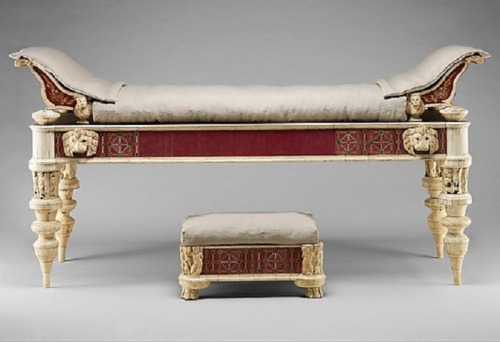 historyoftheancientworld: Couch and footstool with bone carvings and glass inlays,  Imperial, R